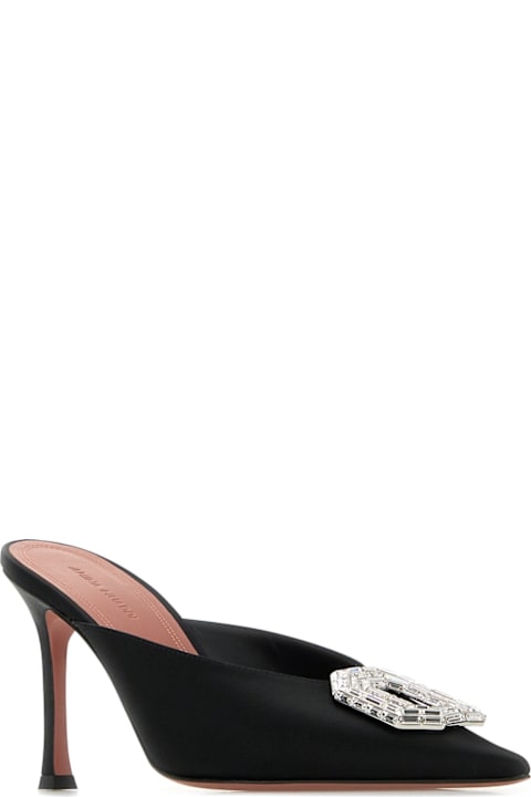 Homeware Amina Muaddi Camelia Mule 90 Satin Black White