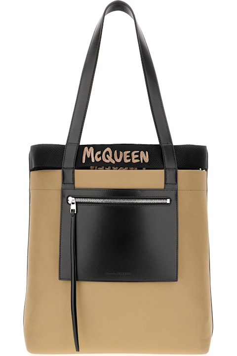 Alexander McQueen Totes for Men Alexander McQueen Logo Embroidered Shopper Bag