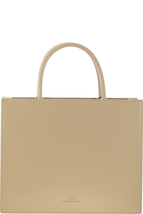 Elisabetta Franchi Shoulder Bags for Women Elisabetta Franchi Medium Shopper With Logo Plaque