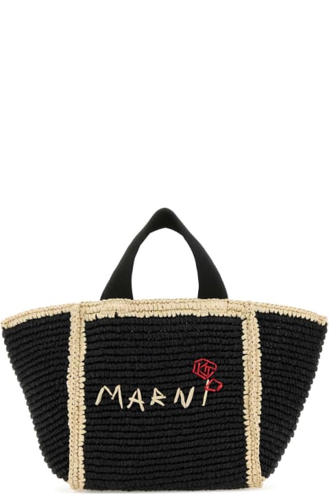 Marni for Women Marni Black Raffia Shopping Bag