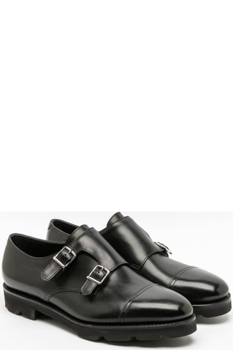 John Lobb Shoes for Men John Lobb William Black Calf Monk Strap Shoe With Walking Sole