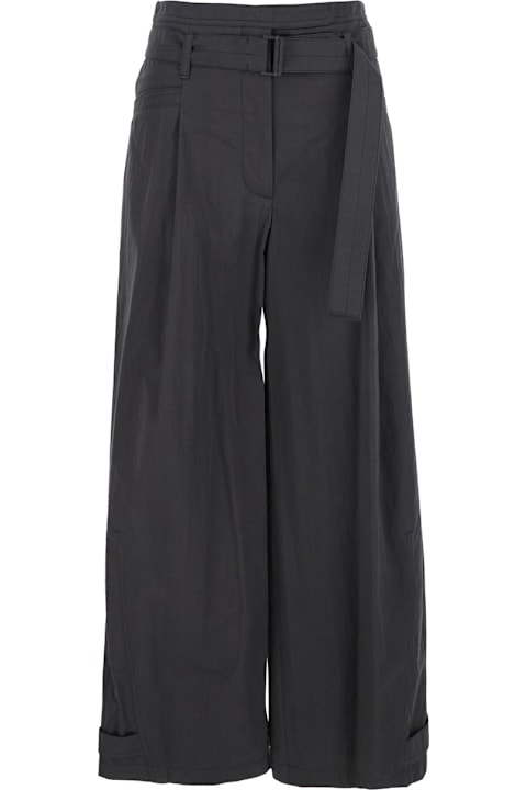 Low Classic for Women Low Classic Grey Pants With Double Belt And Pleated Details In Cotton Blend Woman