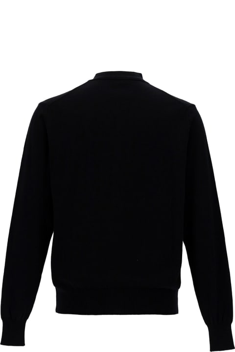 Vivienne Westwood for Men Vivienne Westwood Black V Neck Cardigan With Orb Embroidery In Cotton And Cashmere Man