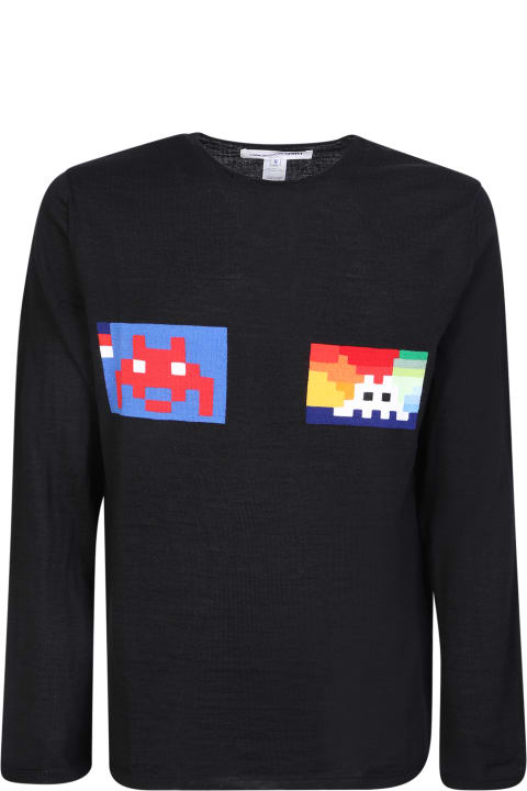 Comme des Garçons Shirt Sweaters for Men Comme des Garçons Shirt Pixel Print Sweater Comme Des Garcons Shirt Black