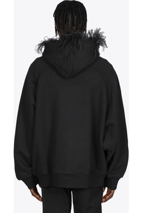 Oversized Feathered Hoodie Black oversized hoodie with ostrich feathers - Oversized feathered hoodie
