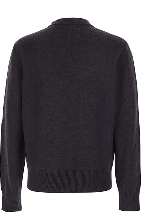 Sunflower for Women Sunflower Dark Brown Crew Neck Sweater With Dropped Shoulder In Wool Blend Man