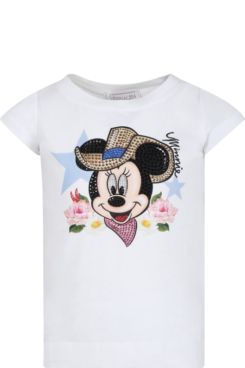 Monnalisa for Kids Monnalisa White T-shirt For Girl With Minnie