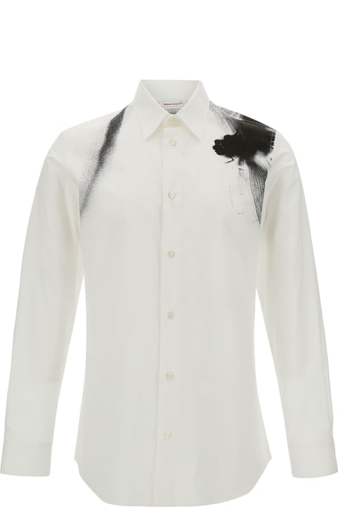 Alexander McQueen Shirts for Men Alexander McQueen White Shirt With Contrasting Print In Cotton Man