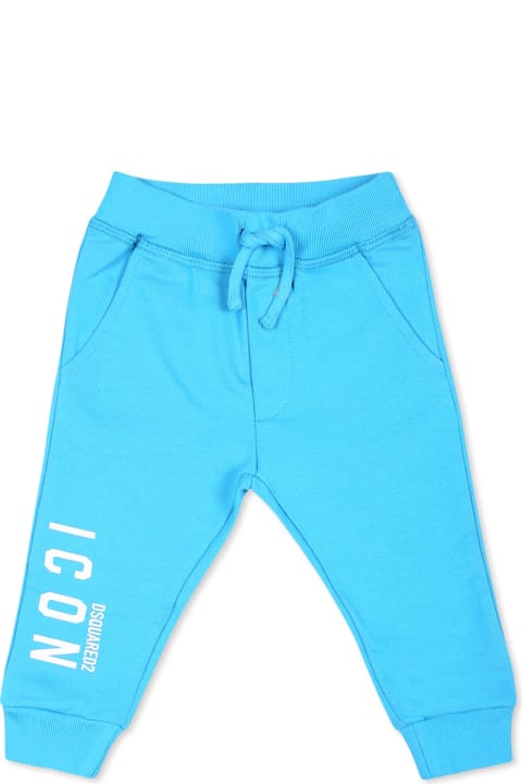 ベビーガールズ Dsquared2のボトムス Dsquared2 Light Blue Trousers For Baby Boy With Logo