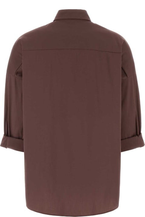 Brunello Cucinelli for Kids Brunello Cucinelli Chocolate Stretch Poplin Shirt