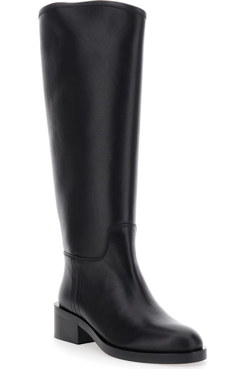 Jeffrey Campbell لـ Men Jeffrey Campbell Black Knee High Boots With Block Heel In Leather Woman