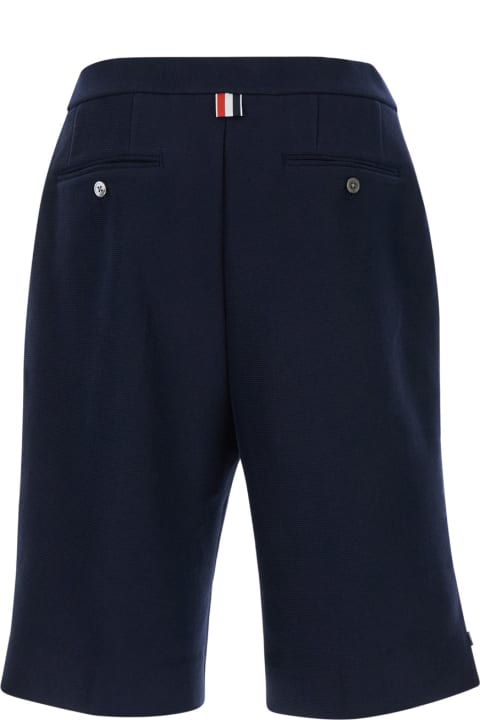 Thom Browne Pants for Men Thom Browne Blue Bermuda Shorts With Rwb Stripe Detail In Cotton Man