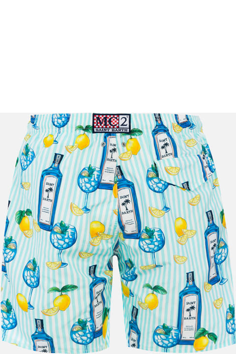 Homeware MC2 Saint Barth Man Lightweight Fabric Swim-shorts Lighting With Gin Tonic Print
