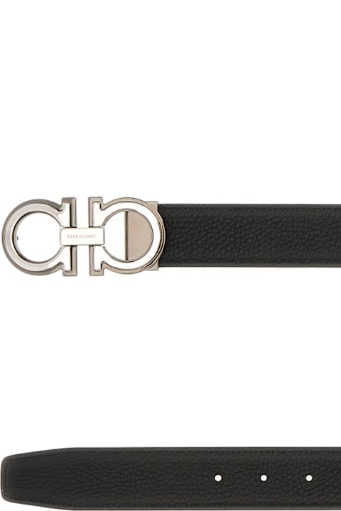 Ferragamo Belts for Men Ferragamo Black Leather Reversible Belt
