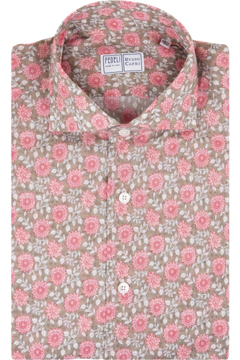 Clothing Sale for Men Fedeli Sean Shirt In Sand/pink Floral Panamino