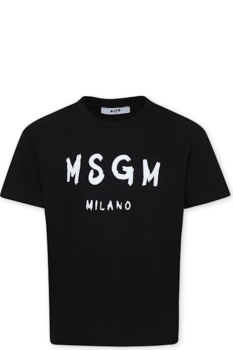 Homeware MSGM Black T-shirt For Kids With Logo