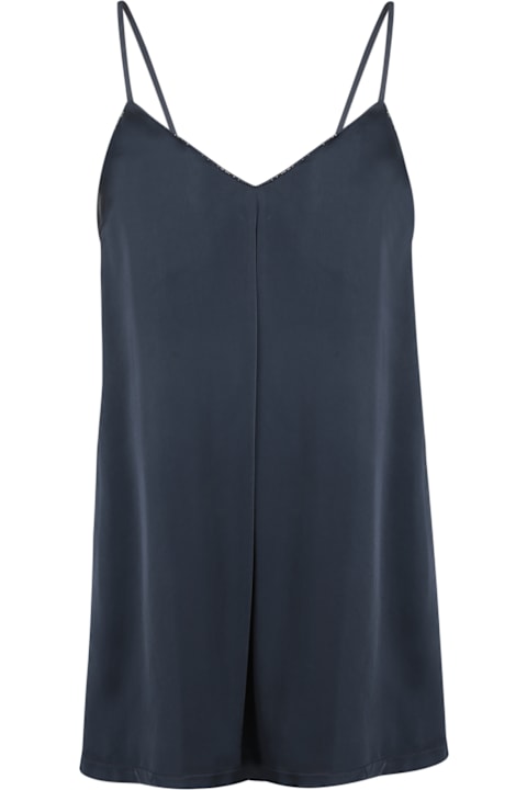 Fabiana Filippi Underwear & Nightwear for Women Fabiana Filippi Midnight Blue Satin Viscose Top