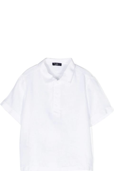 ガールズ Il Gufoのシャツ Il Gufo White Linen Short-sleeved Shirt With Mandarin Collar