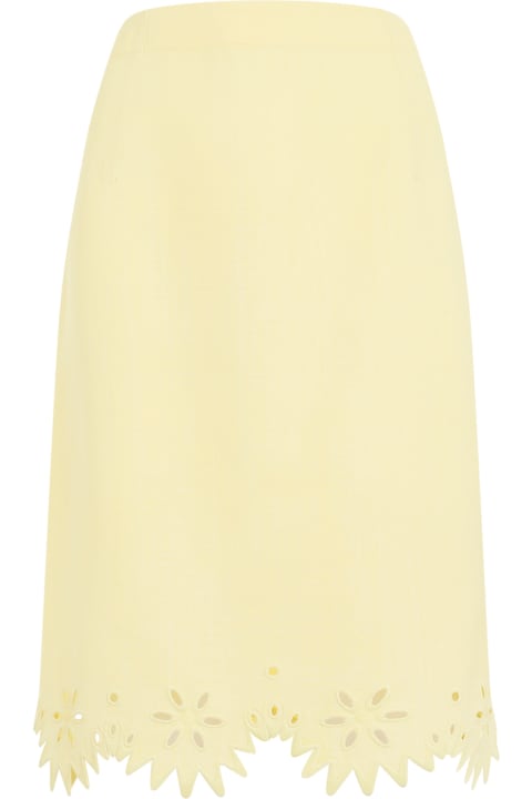 Homeware Bottega Veneta Grainy English Embroidery Midi Skirt