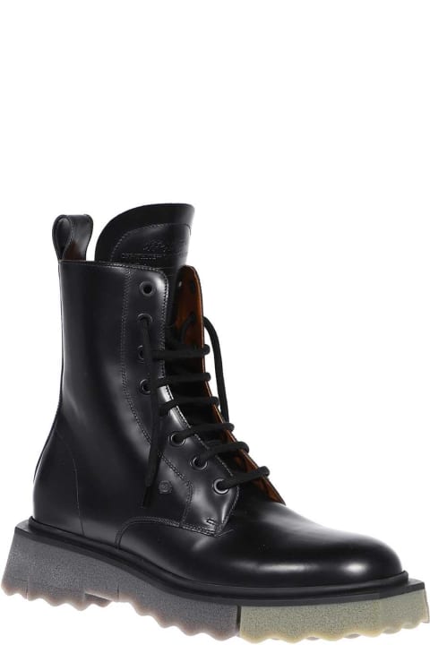 Boots for Men Off-White Leather Lace-up Boots
