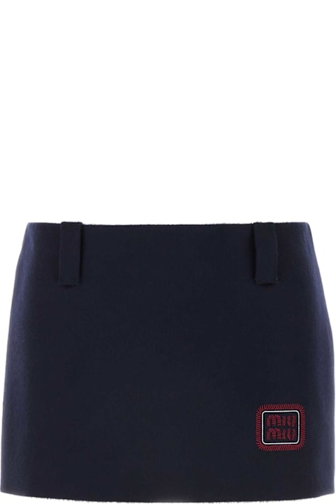 Homeware Miu Miu Midnight Blue Wool Blend Mini Skirt