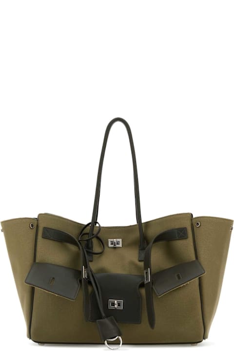 Balenciaga حقائب توتي لـ السيدات Balenciaga Army Green Canvas Medium Carry All Bel Air Handbag