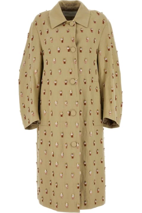 Clothing for Women Dries Van Noten Beige Cotton Blend Rolendo Coat