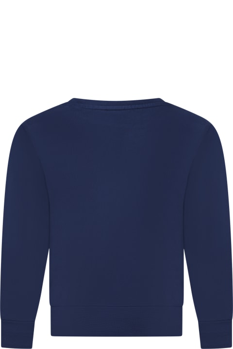 Blue Sweatshirt For Kids With Logo