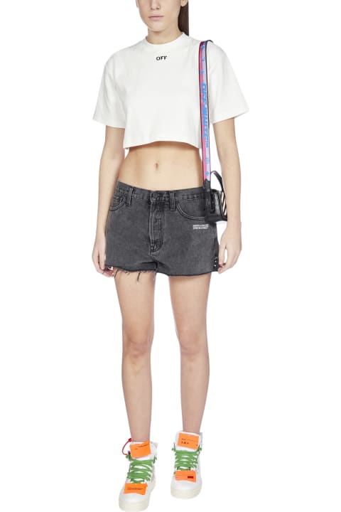 Fashion for Women Off-White Logo Frayed Denim Shorts