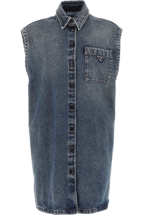 Topwear for Women Prada Denim Sleeveless Shirt