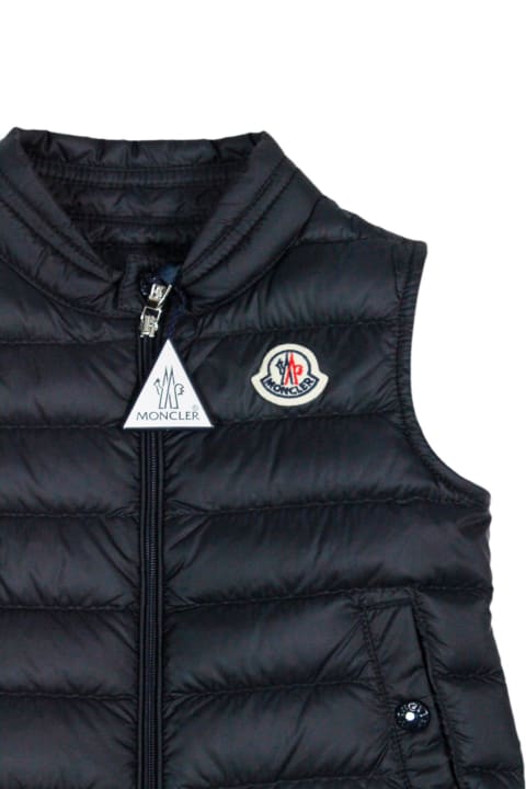 Coats & Jackets for Girls Moncler New Amaury Sleeveless Lightweight Down Jacket With Front Zip Closure And Logo