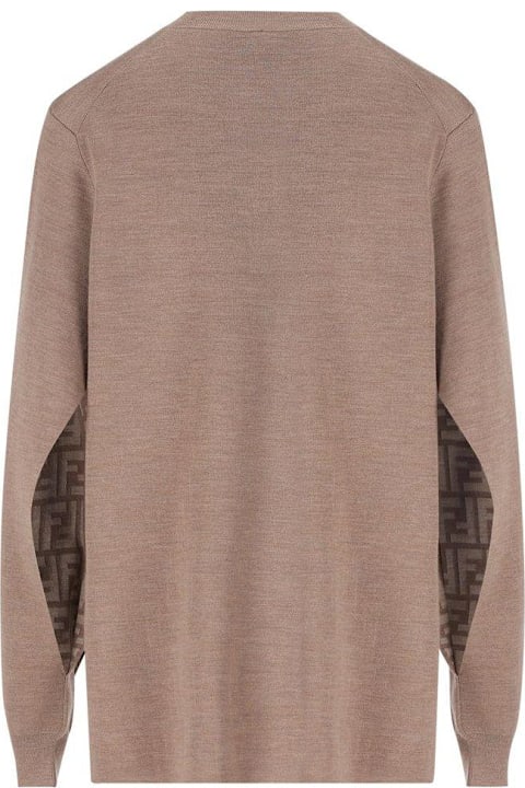 Fendi سترات لـ السيدات Fendi V-neck Knit Sweater