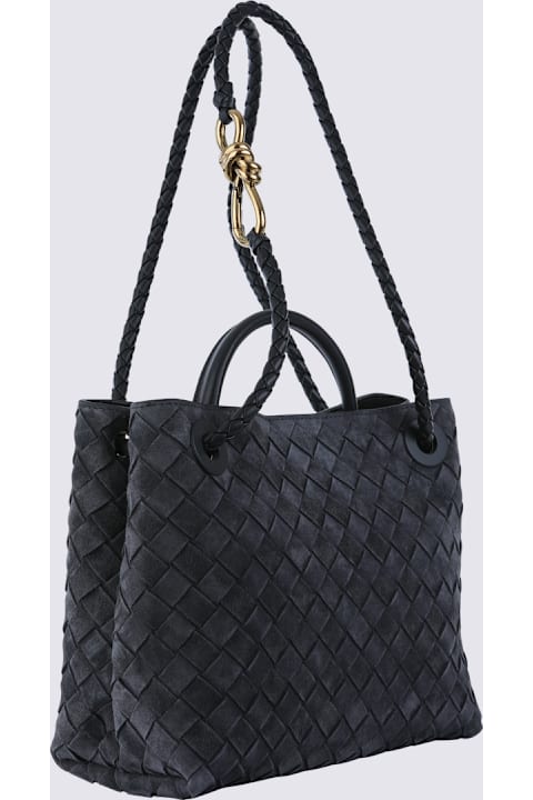 Bottega Veneta Black Leather Let
s Go Little One Top Handle Bag