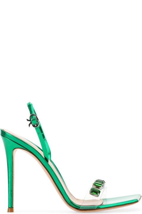 Gianvito Rossi Shoes for Women Gianvito Rossi Green Leather â and Pvc Ribbon Candy Sandals