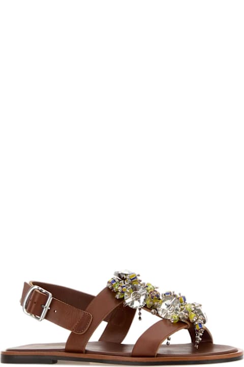 Dries Van Noten Caramel Leather Sandals