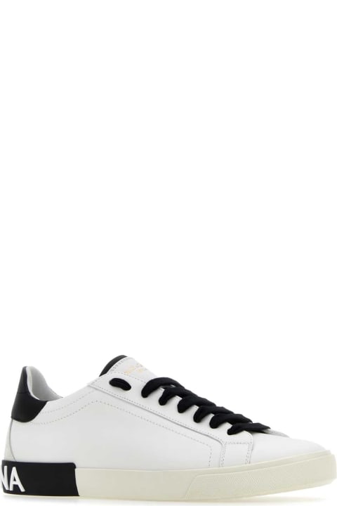 Dolce & Gabbana Shoes for Men Dolce & Gabbana White Leather Portofino Sneakers