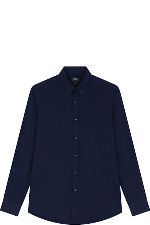 Paul&Shark قمصان لـ القسم الرجالي Paul&Shark Blue Poplin Shirt With Logo