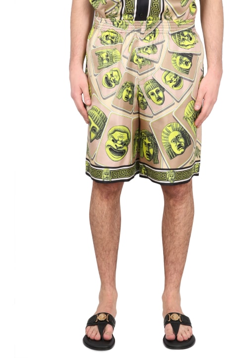 Homeware Versace Twill Silk Shorts Masks Print Detail