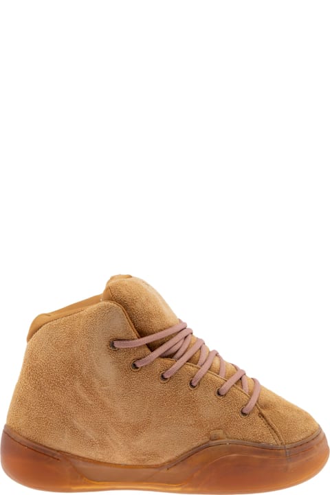 ERL for Kids ERL 'mid Vamp' Brown Sneakers With Logo Lettering On The Tongue In Suede Man