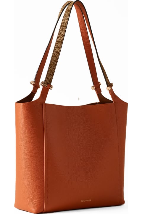 Borbonese Bags for Women Borbonese Bolt Medium Shoulder Bag In Hammered Leather
