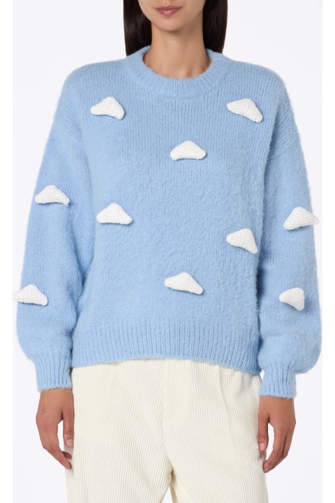 Homeware MC2 Saint Barth Brushed Knit Sweater With Clouds Details