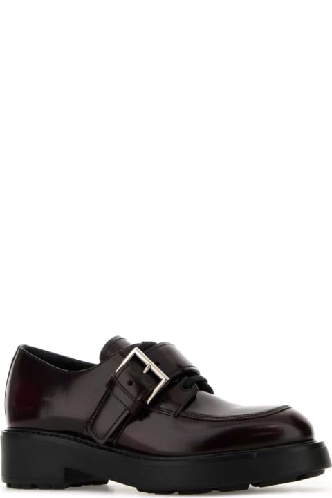 Prada Laced Shoes for Women Prada Grape Leather Diapason Lace-up Shoes