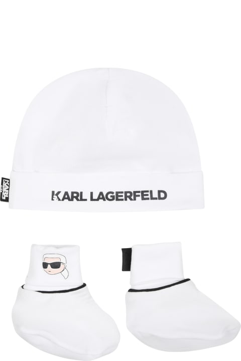 ベビーボーイズ Karl Lagerfeld Kidsのアクセサリー＆ギフト Karl Lagerfeld Kids White Set For Baby Boy With Logo