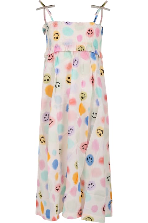 Molo for Kids Molo Ivory Beach Cover-up For Girl With Smiley And Polka Dots