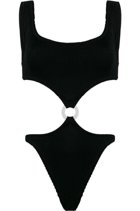 ウィメンズ新着アイテム Reina Olga Rein Olga Woman's One-piece Swimsuit In Black Fine Ribbed Knit