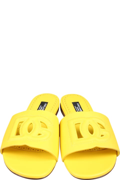 Dolce & Gabbana Sale for Kids Dolce & Gabbana Yellow Sandals For Girl With Logo
