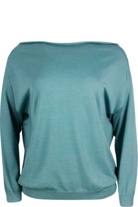Malo Sweaters for Women Malo Boat-neck Sweater In Cashmere And Silk With Long Sleeves And An Oversized Fit