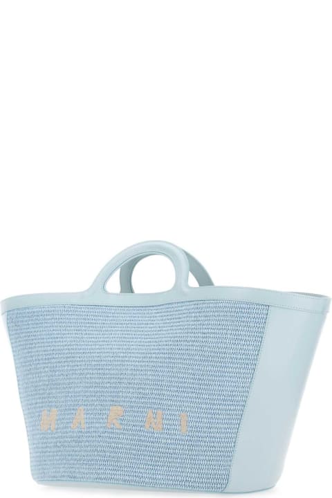 Marni Bags for Women Marni Pastel Light-blue Leather And Raffia Large Tropicalia Summer Handbag