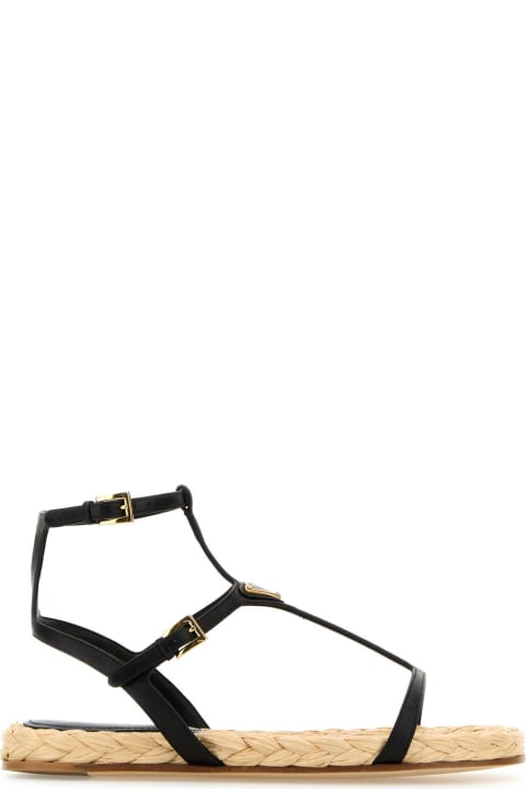 The Shoe Club for Women Prada Black Leather Sandals