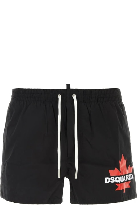 Dsquared2 Pants for Men Dsquared2 Black Stretch Nylon Swimming Shorts